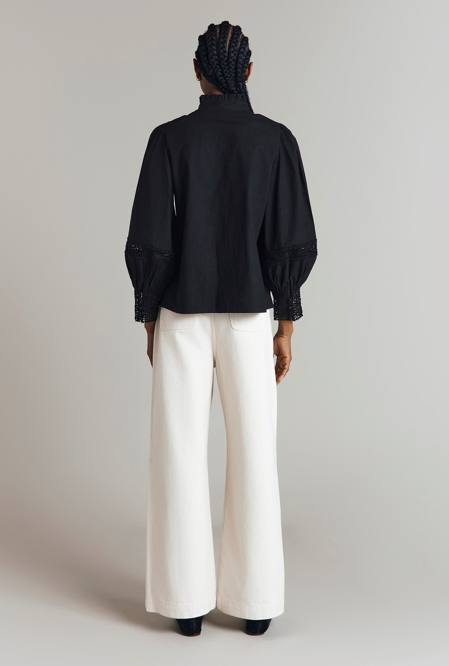 Kady Lace Trim Cotton Blouse