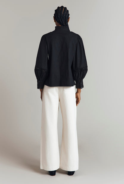 Kady Lace Trim Cotton Blouse