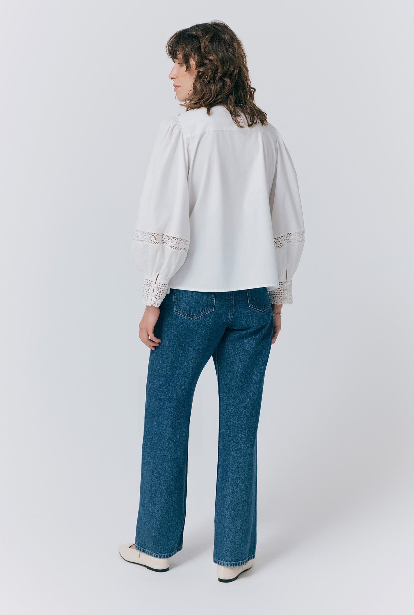Kady Lace Trim Cotton Blouse