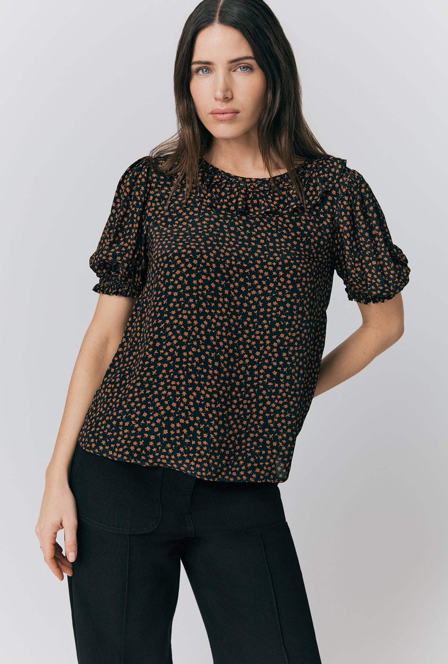 Mini Floral Ruffle Blouse
