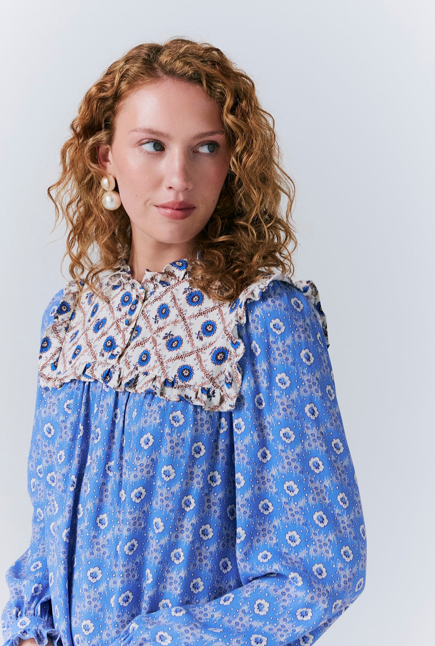 Naomi Crepe Contrast Floral Blouse
