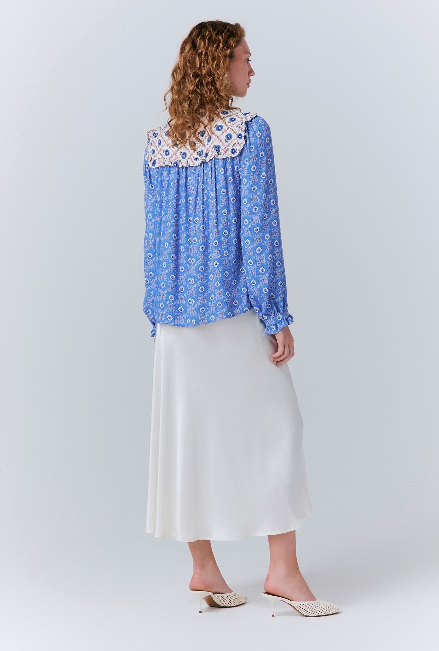 Naomi Crepe Contrast Floral Blouse