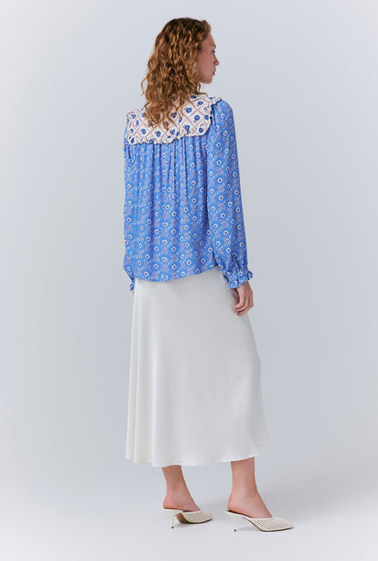 Naomi Crepe Contrast Floral Blouse