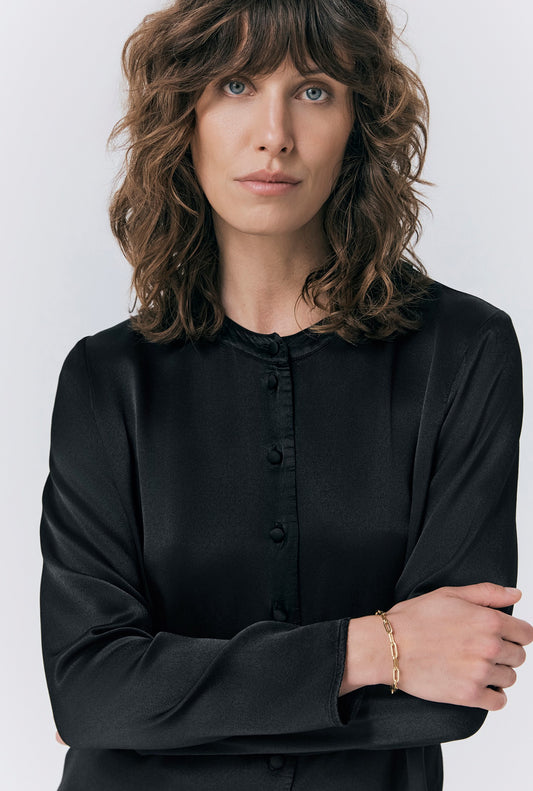 Efie Satin Button Through Blouse