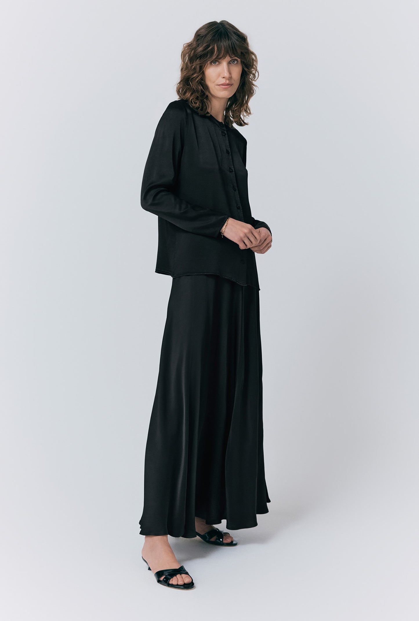 Efie Satin Button Through Blouse