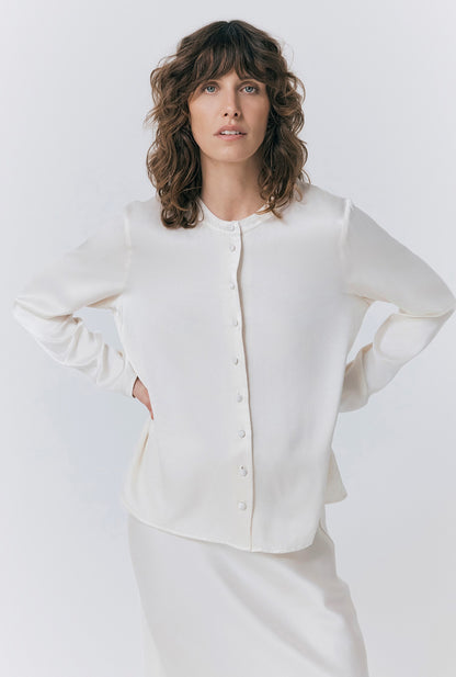 Efie Satin Button Through Blouse