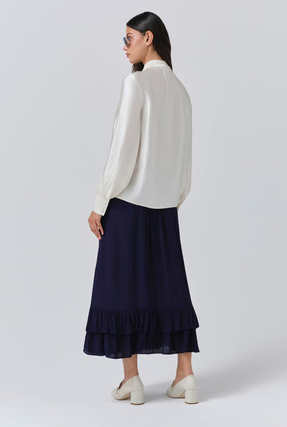 Anna Satin Tie Neck Blouse