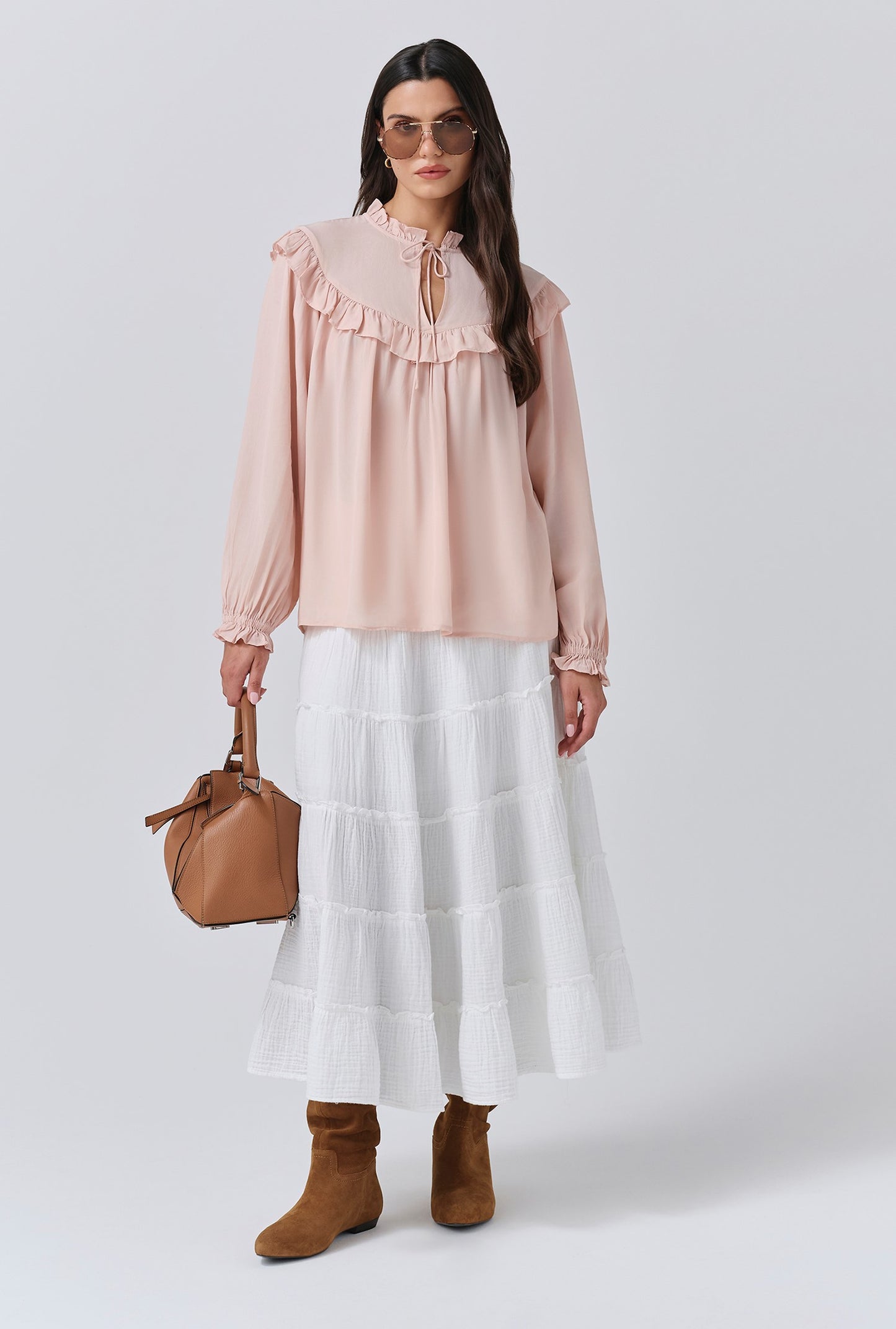 Talia Crepe Tie Neck Blouse