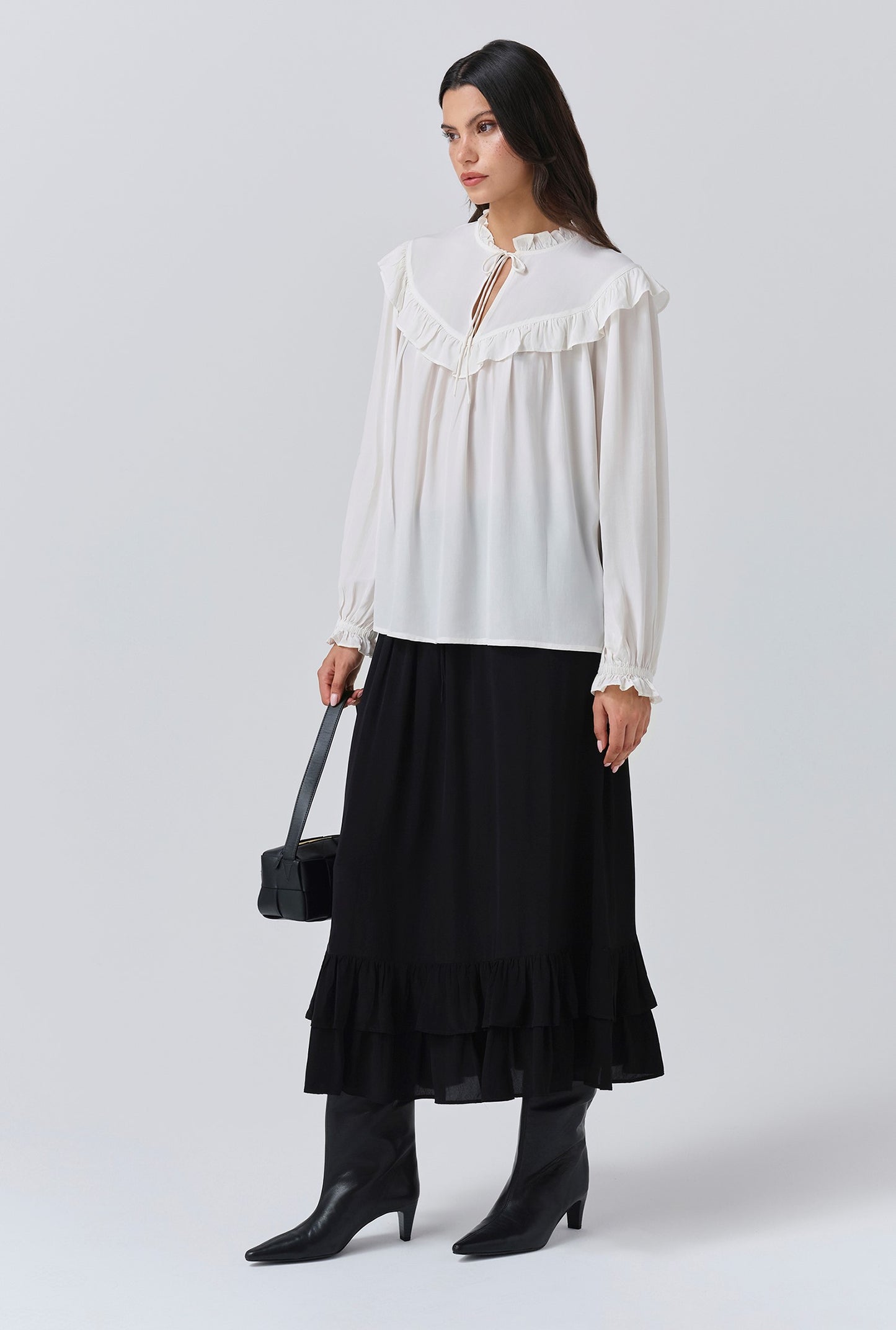 Talia Crepe Tie Neck Blouse