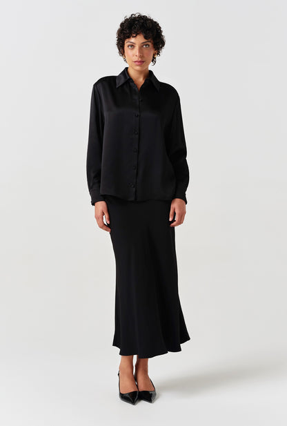 Esther Collared Satin Shirt