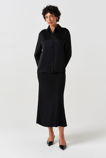 Esther Collared Satin Shirt