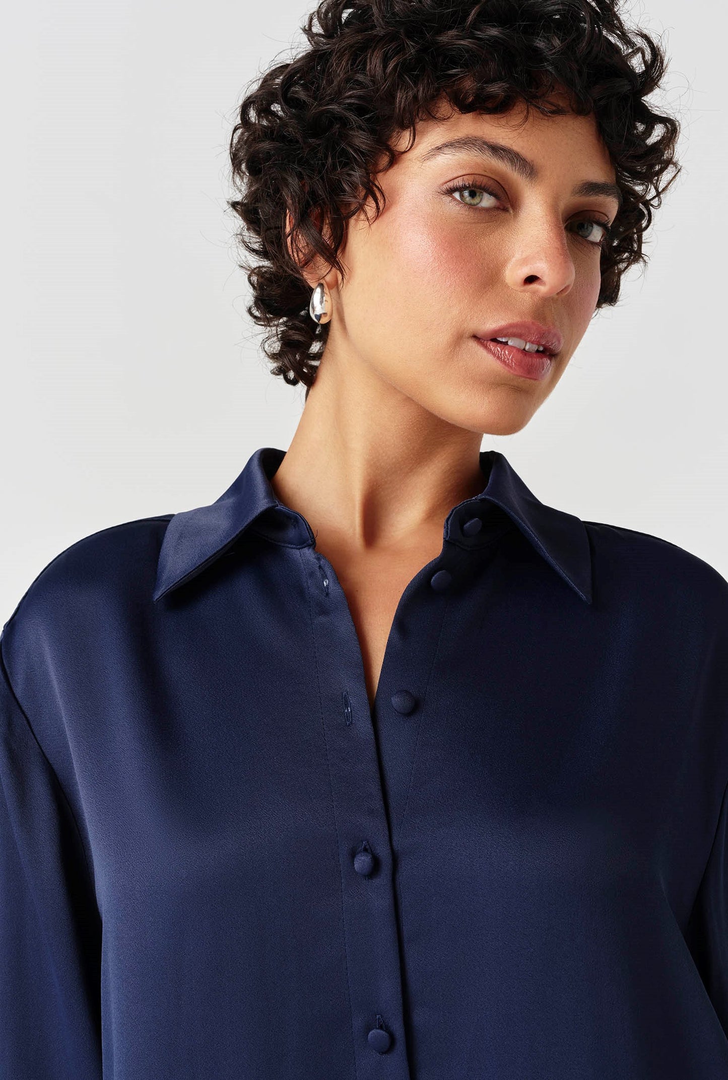 Esther Collared Satin Shirt