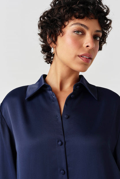 Esther Collared Satin Shirt