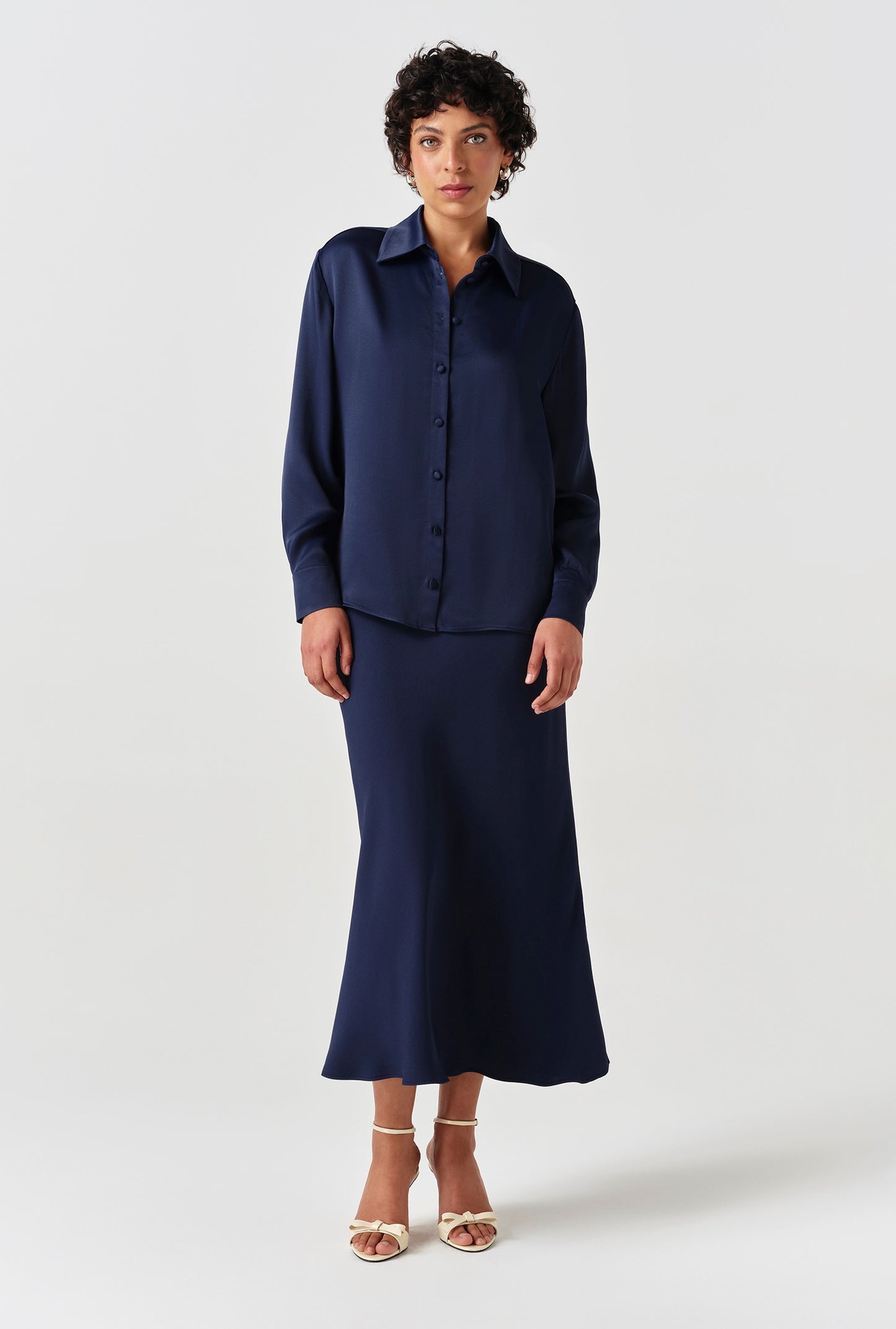 Esther Collared Satin Shirt