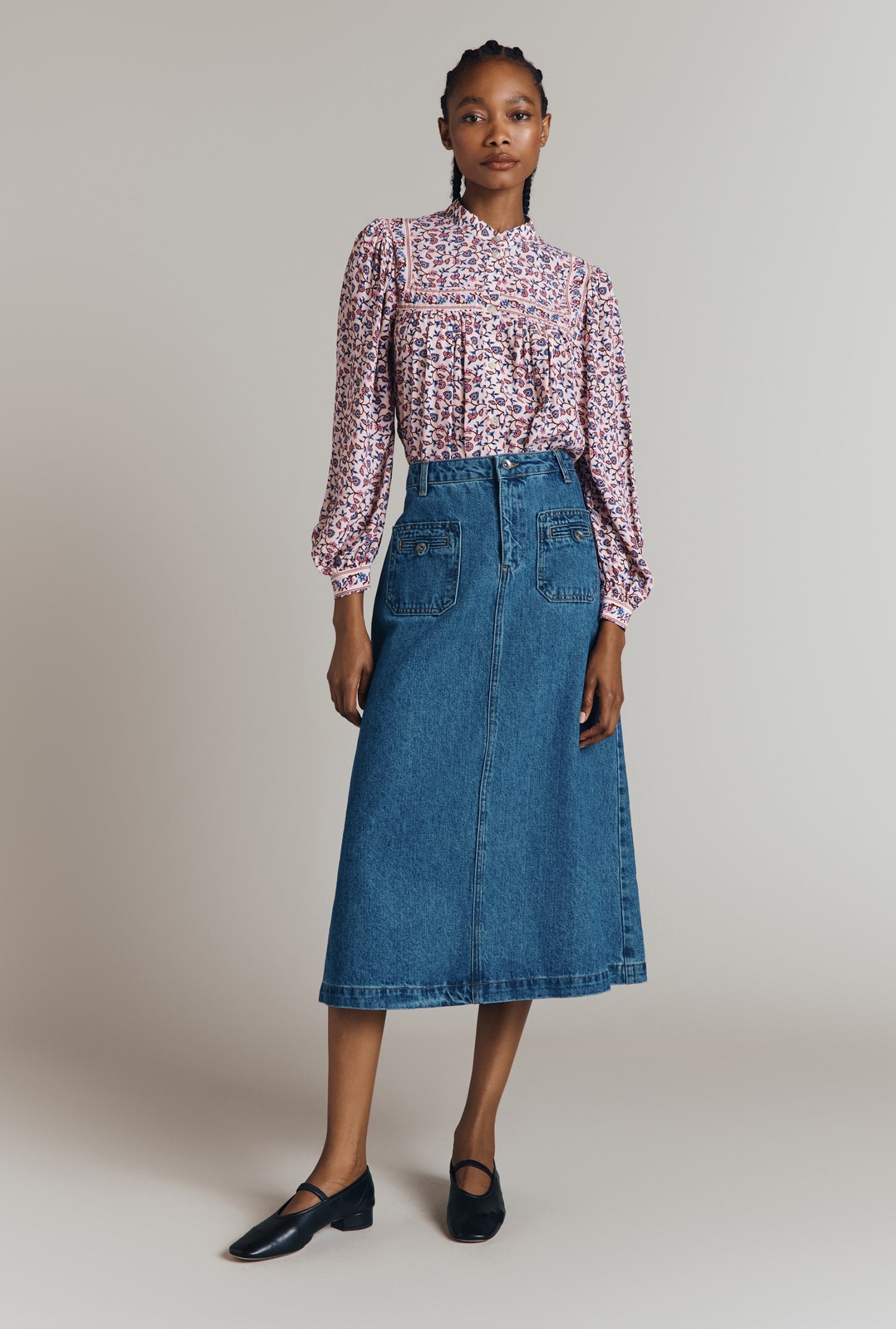 Joleen Denim Midi Skirt
