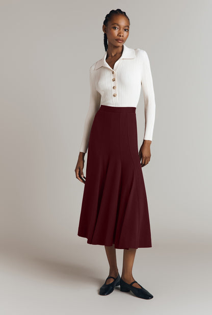 Sasha Cotton Jersey Godet Midi Skirt