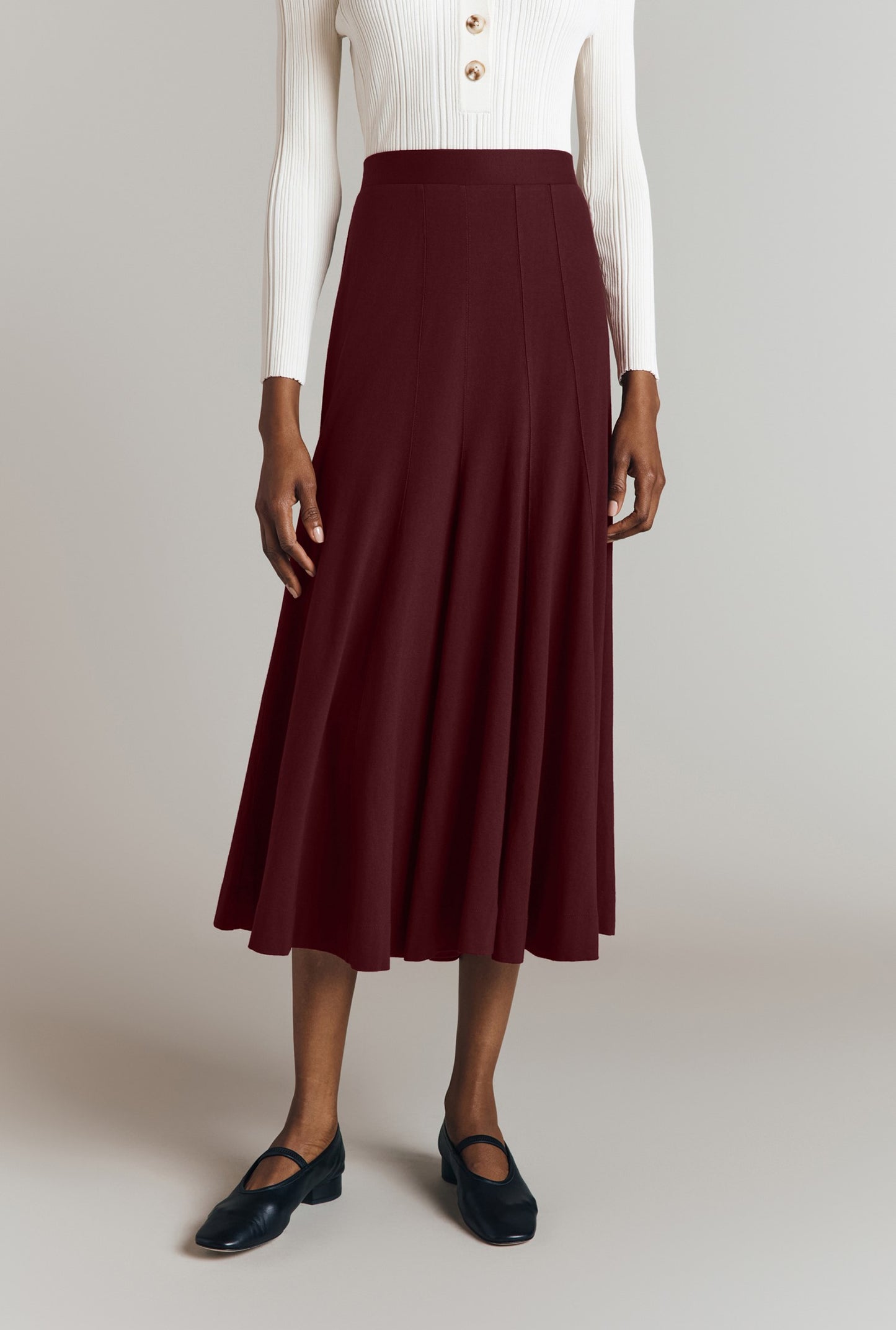 Sasha Cotton Jersey Godet Midi Skirt