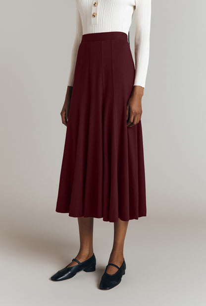 Sasha Cotton Jersey Godet Midi Skirt