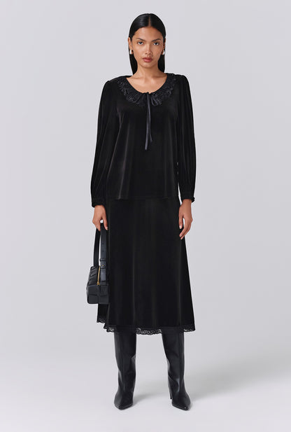 Lunette Velvet Midi Skirt