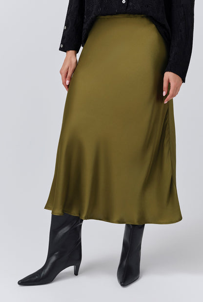 Luna Satin Midi Slip Skirt