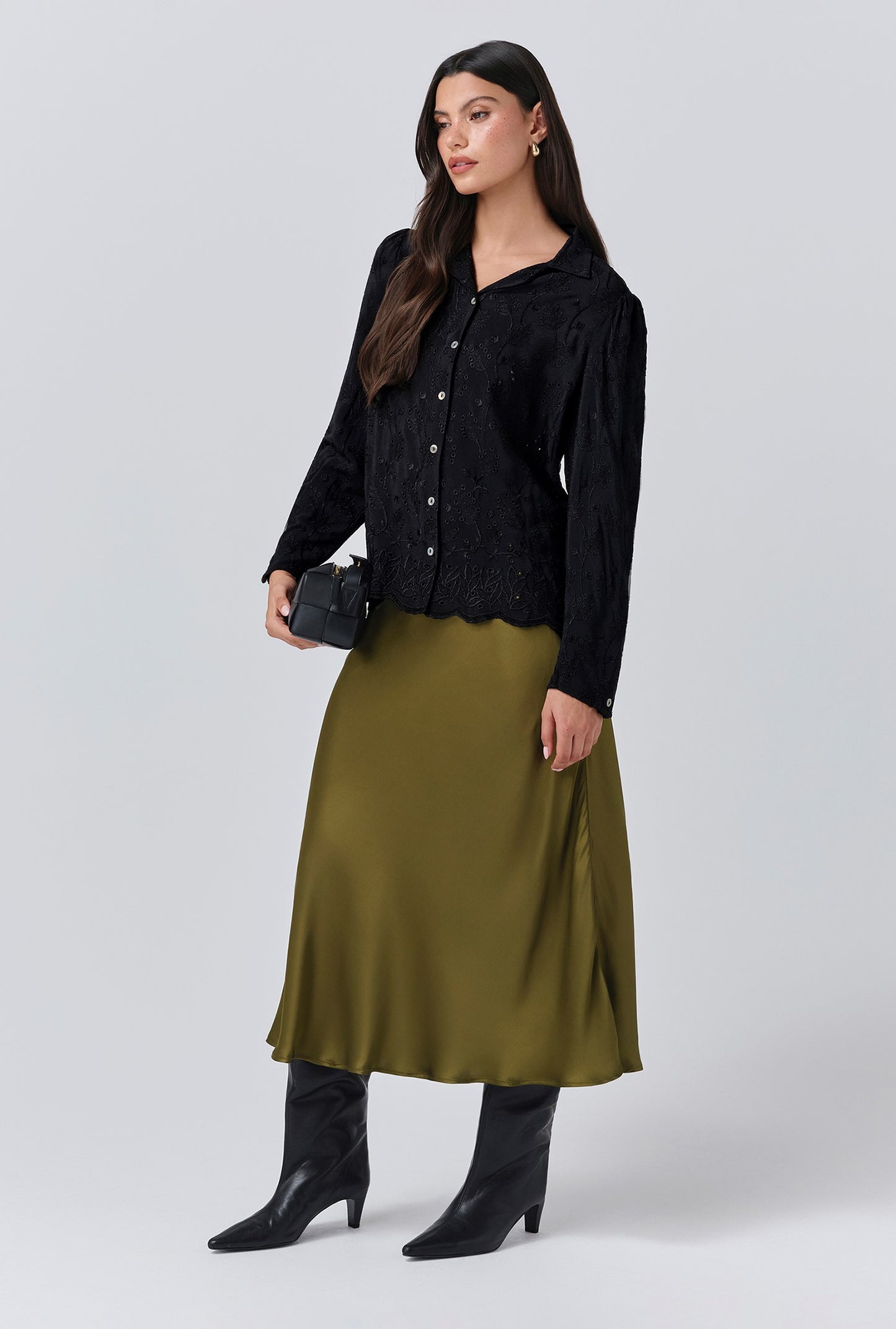Luna Satin Midi Slip Skirt