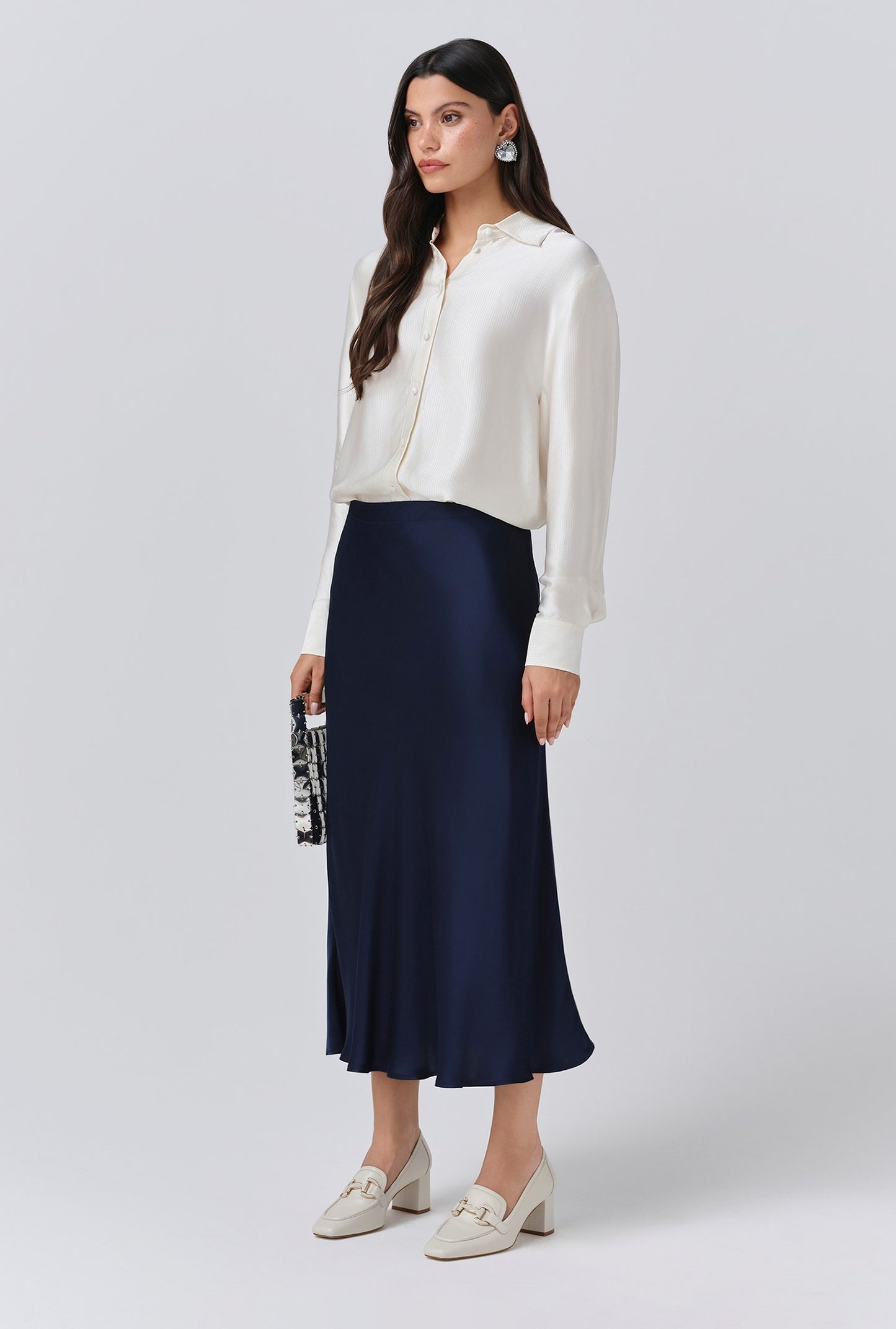 Luna Satin Midi Slip Skirt