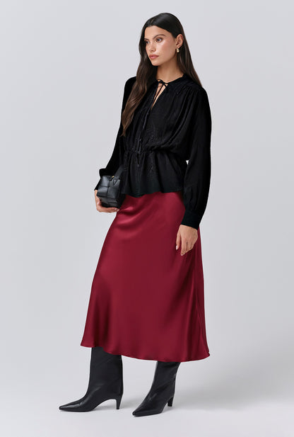 Luna Satin Midi Slip Skirt