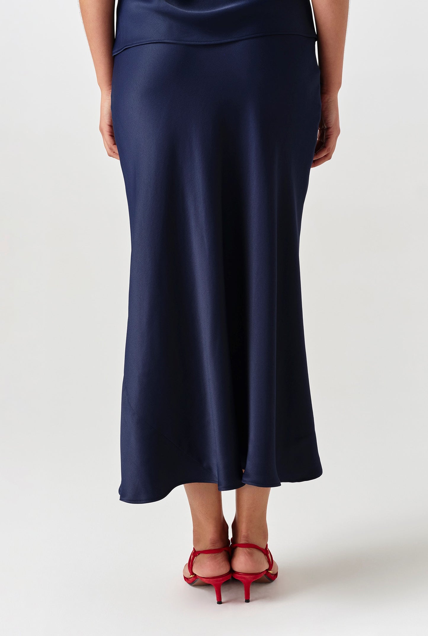 Dahlia Picot Trim Satin Midi Skirt
