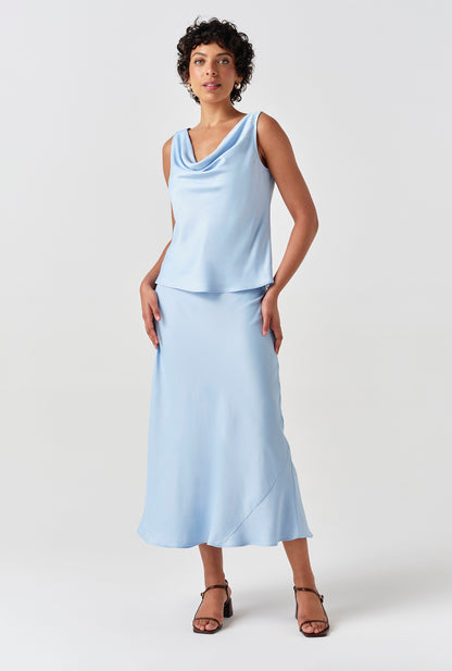 Dahlia Picot Trim Satin Midi Skirt
