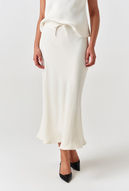 Dahlia Picot Trim Satin Midi Skirt