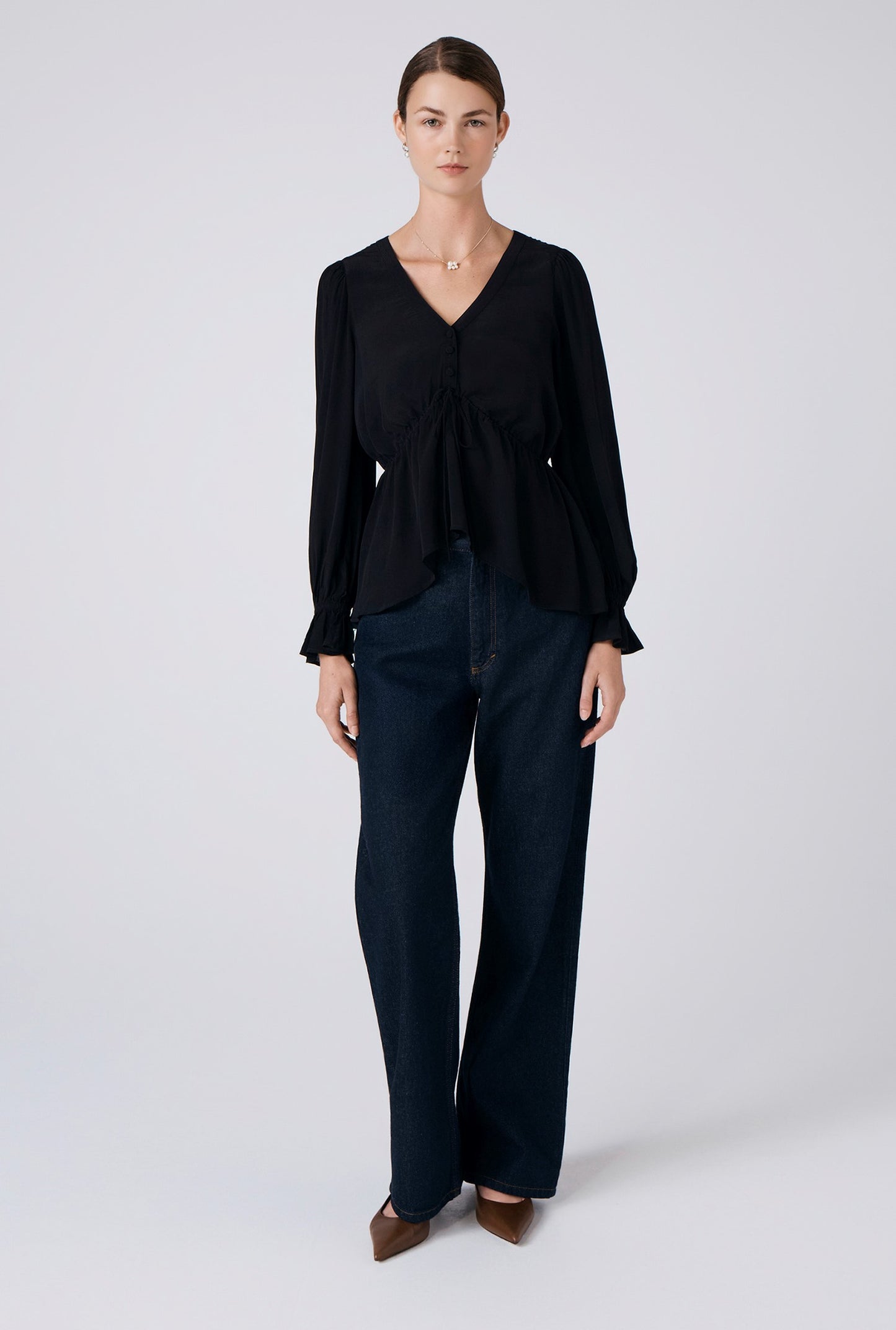 Tabitha Crepe Tie Waist Blouse