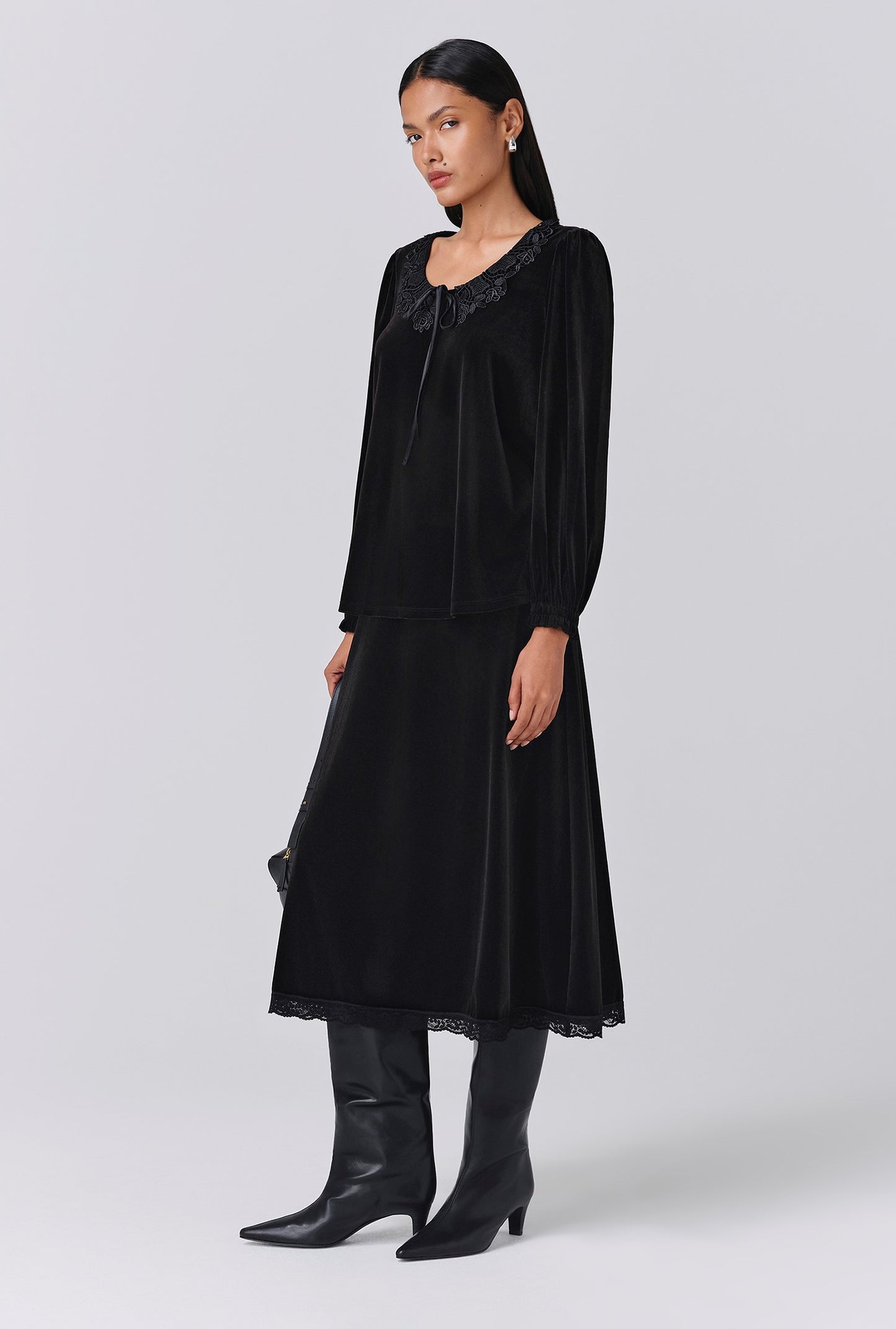 Haidee Velvet Doll Neck Top
