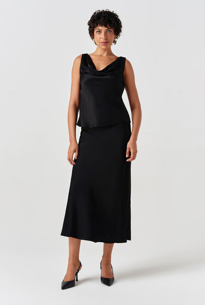 Nyla Cowl Neck Satin Top