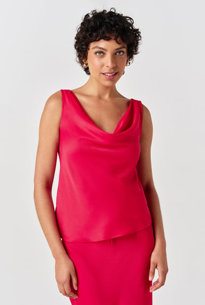Nyla Cowl Neck Satin Top
