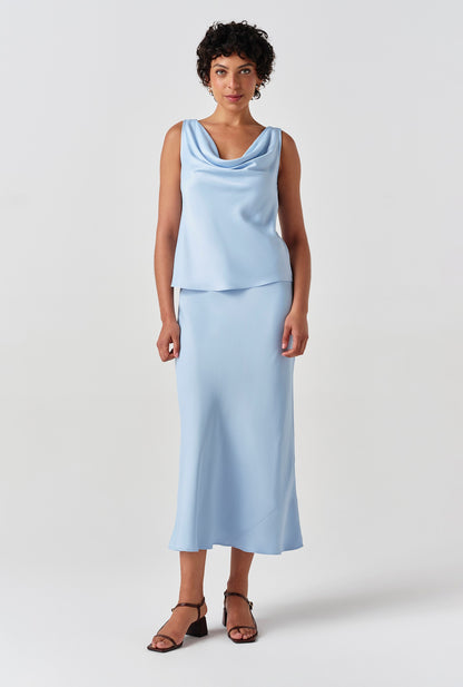 Nyla Cowl Neck Satin Top
