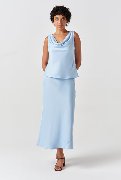 Nyla Cowl Neck Satin Top