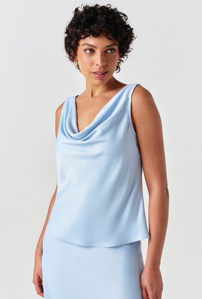 Nyla Cowl Neck Satin Top