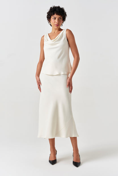 Nyla Cowl Neck Satin Top