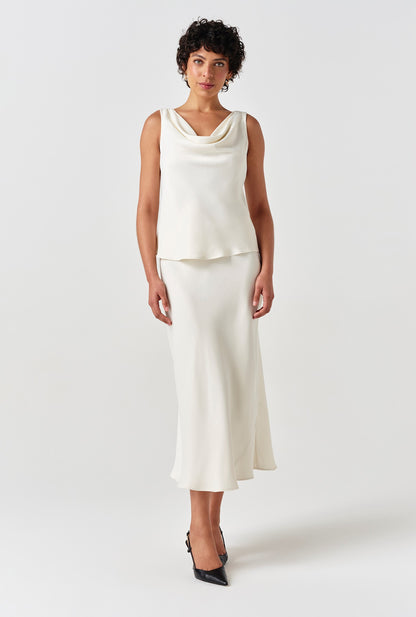 Nyla Cowl Neck Satin Top