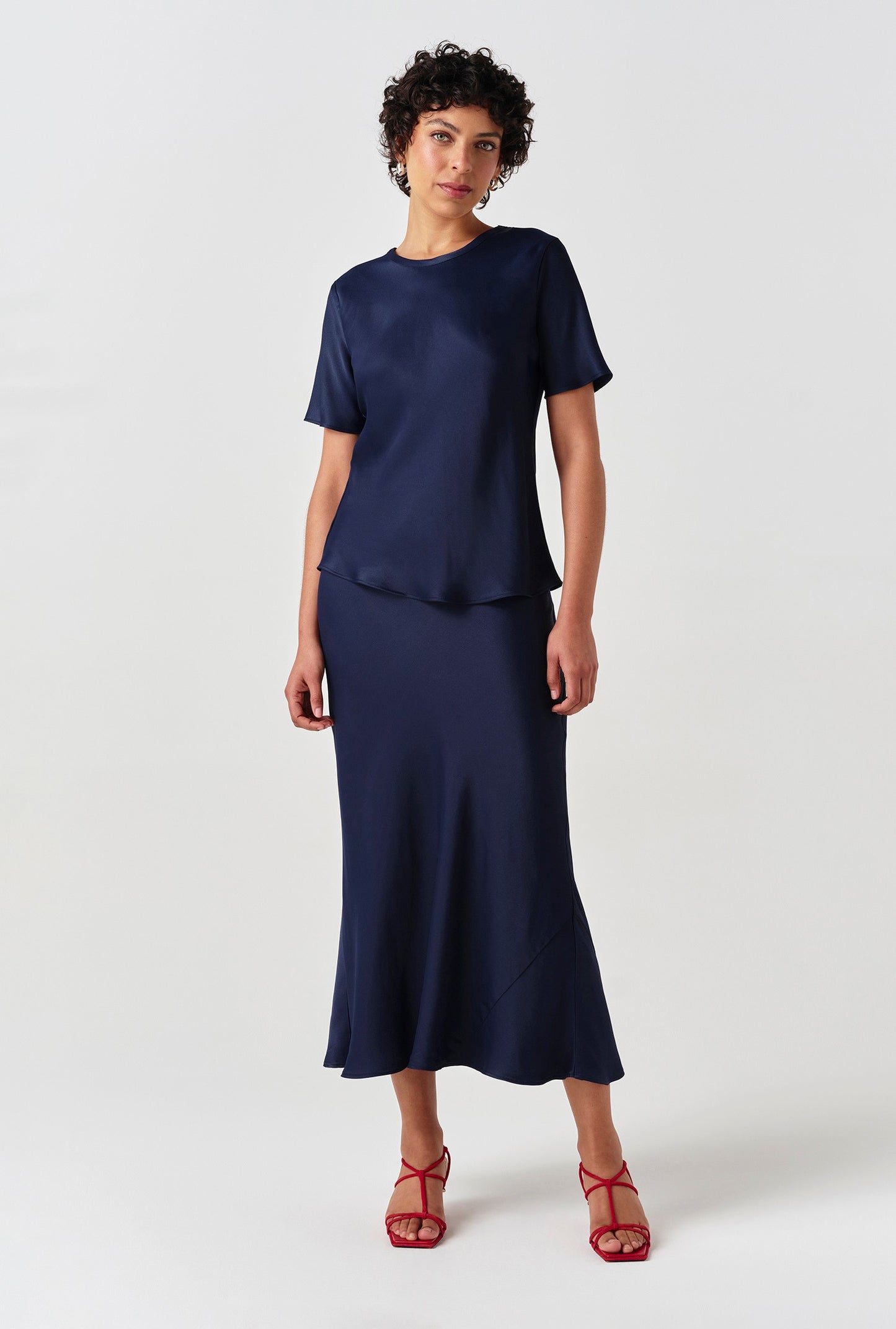 Ria Short Sleeve Satin Top
