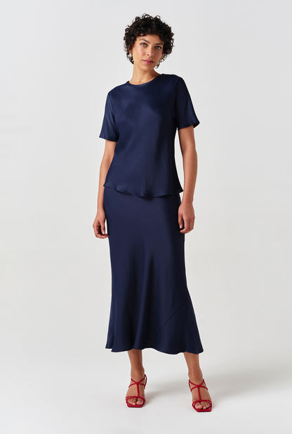 Ria Short Sleeve Satin Top