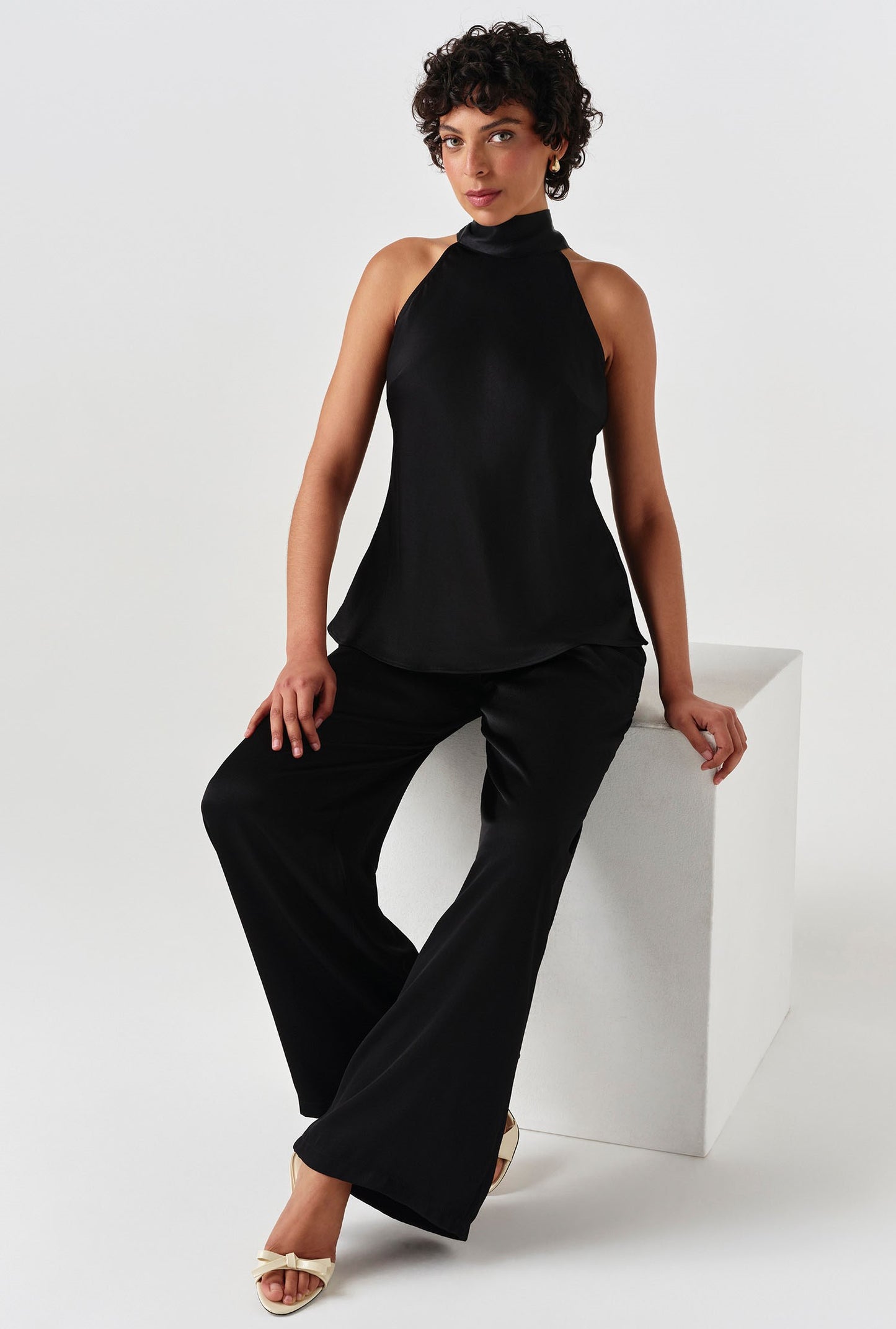 Reese High Neck Satin Top