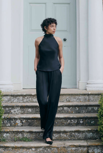 Reese High Neck Satin Top