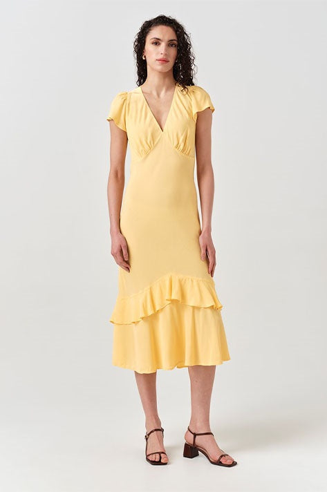 Corinne Frill V-Neck Dress