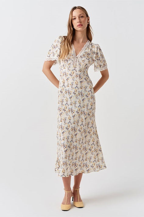 Belle Ditsy Lace Trim Dress